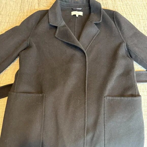 Reiss Emilie Belted Wool Blend Long Coat Black size 8 US - Picture 5 of 6